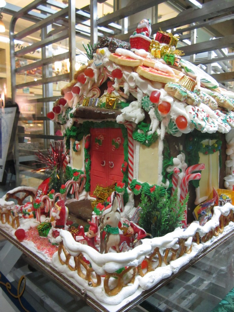 A delicious, ornate gingerbread house at Ruthy's Bakery in Chelsea Market, New York City