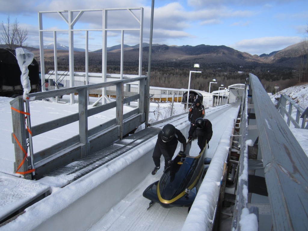 Team USA Bobsled practices for the upcoming World Championships in Lake Placid.